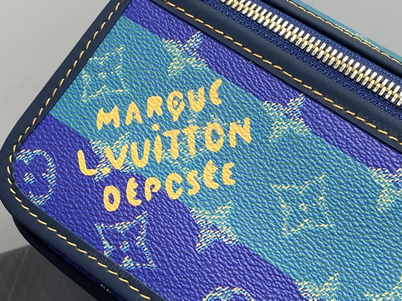 View 2 of Teal & Cobalt Block Crossbody — Monogram Luxe Mini Bag