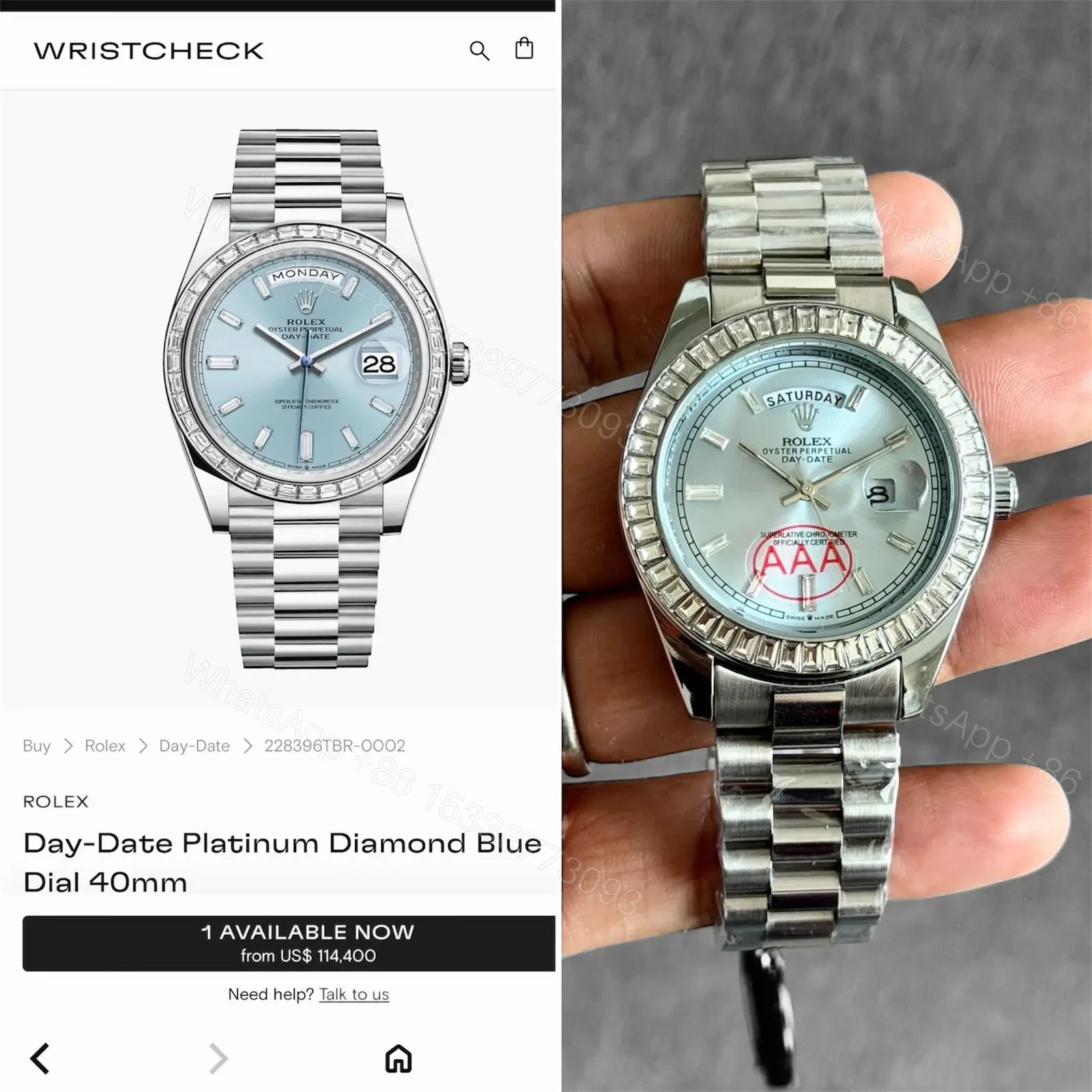 View 3 of Rolex Day-Date Platinum – Blue Diamond Dial