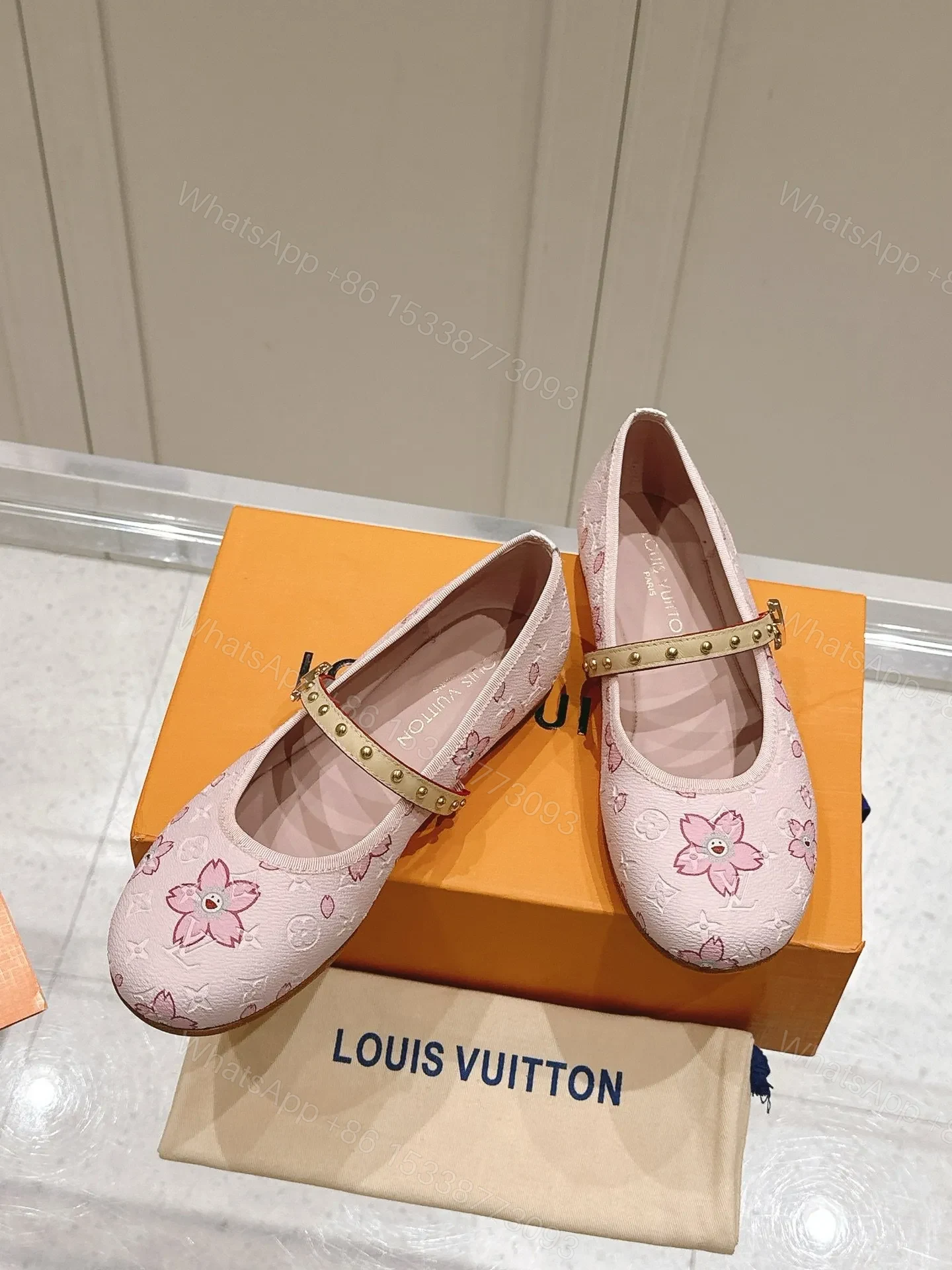 View 4 of LV Women Pink Patterned Leather Mary Janes