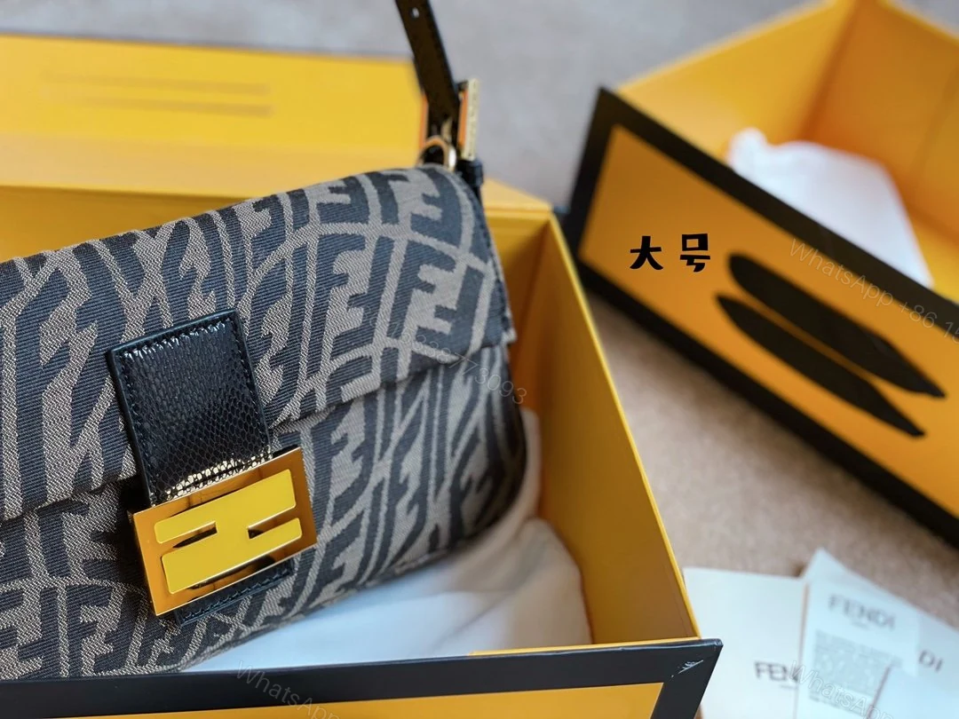 View 2 of Fendi Women Baguette 1997 Brown Jacquard FF Vertigo Bag