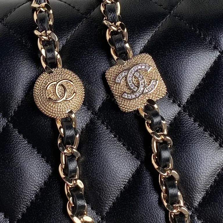 View 5 of Chanel-Style Quilted Flap Bag - Classic Black Leather