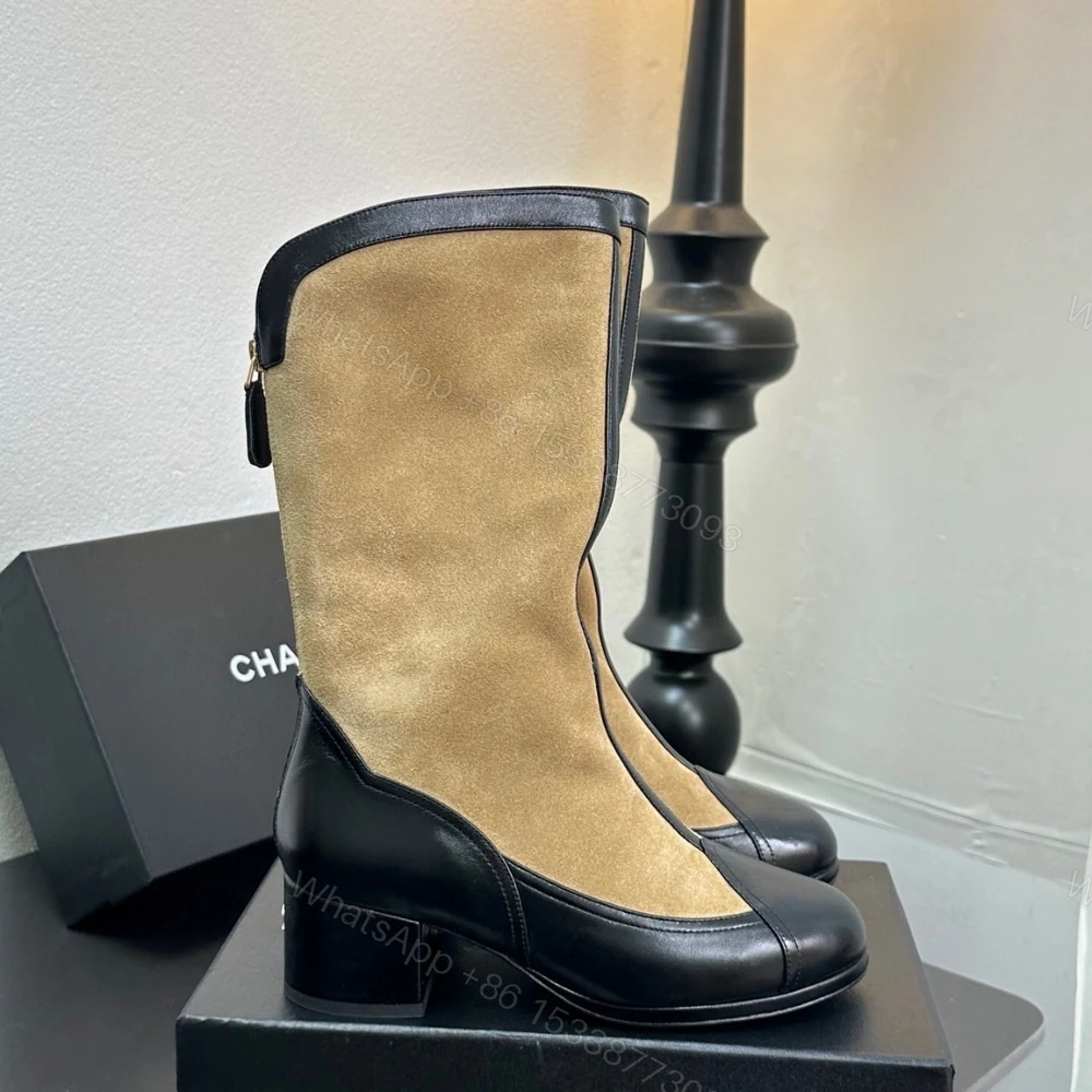 View 2 of CHANEL MÉTIERS DART HIGH BOOTS BEIGE AND BLACK G46591 B21103 U2030