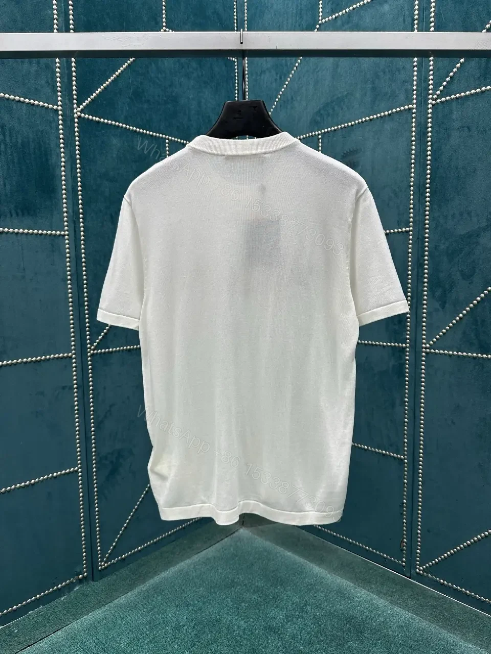 View 6 of White Cotton Tee with Subtle Designer-Style Embroidery Shirt