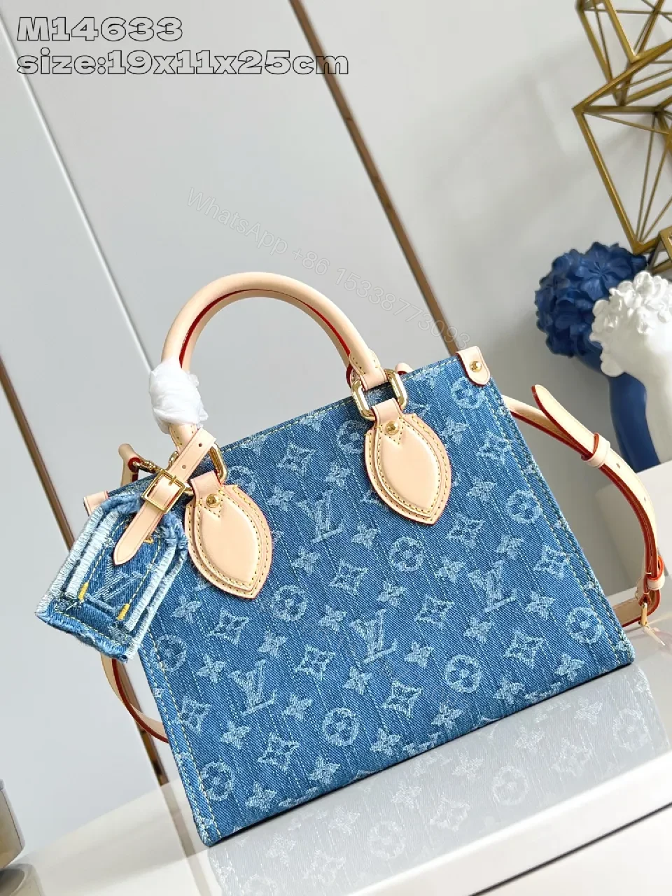 View 2 of Denim Monogram Satchel: Luxe Day-to-Night Handbag
