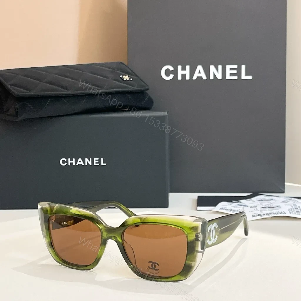 Green-Tinted Frame Sunglasses with Brown Gradient Lenses, Modern Oversized — view 1