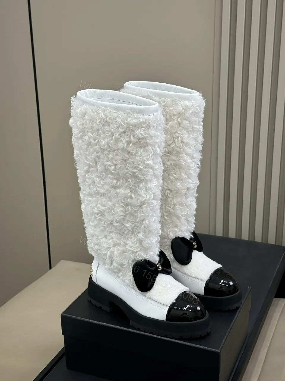 View 9 of Knit-Texture Knee-High Boots: Bold Contrast, Cozy Grip