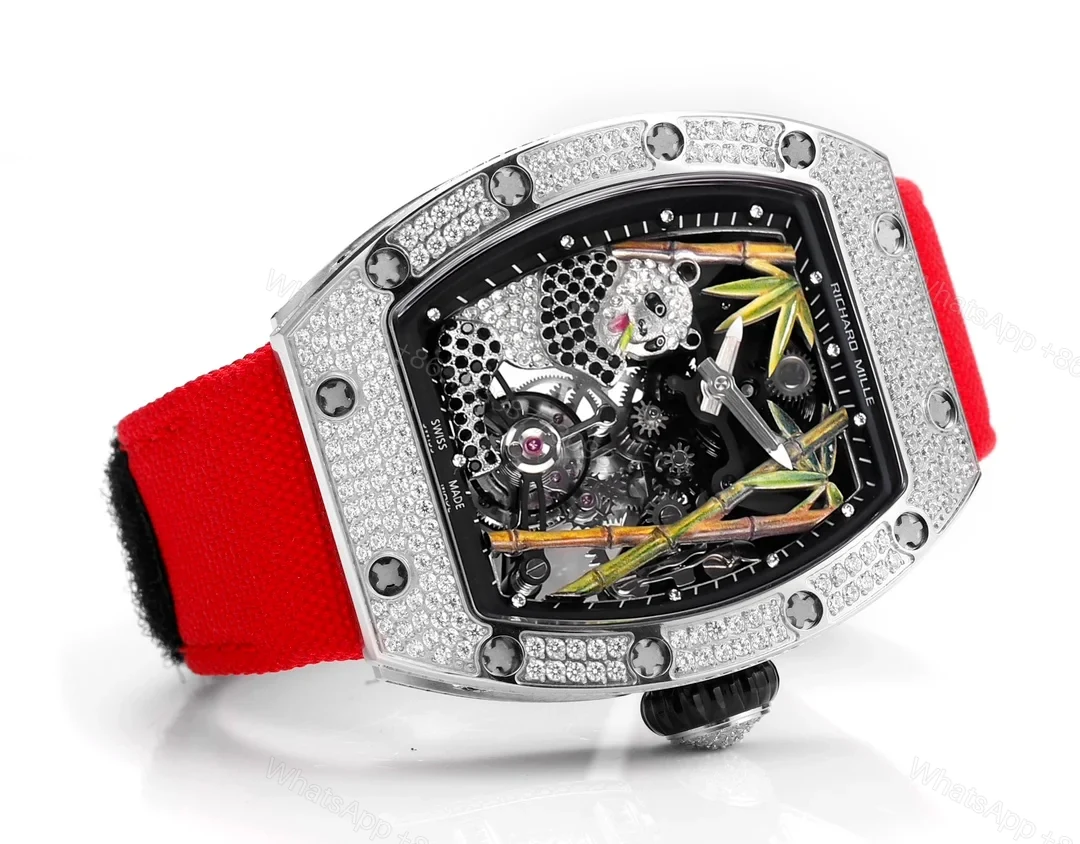 View 2 of Richard Mille RM26-01 Panda Tourbillon Watch Full Diamond Set Panda Art Dial 18K White Gold Bamboo Mechanical Masterpiece RM26-01-PND-DIA