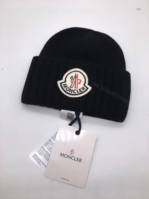 View 5 of Rich Burgundy Moncler Knit Beanie â€” Lux Warmth, Subtle Logo