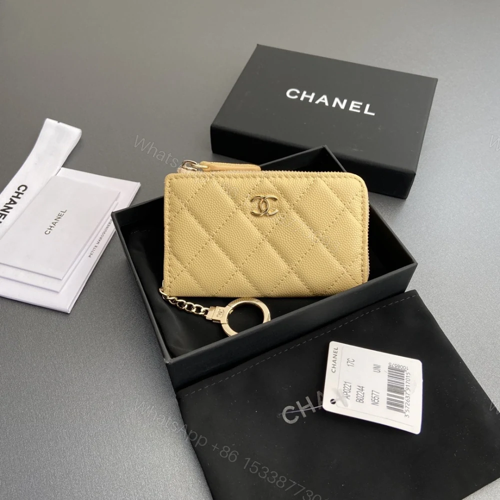 高仿Chanel*AP0223零錢包黃色魚子醬金扣免檢版 — view 1