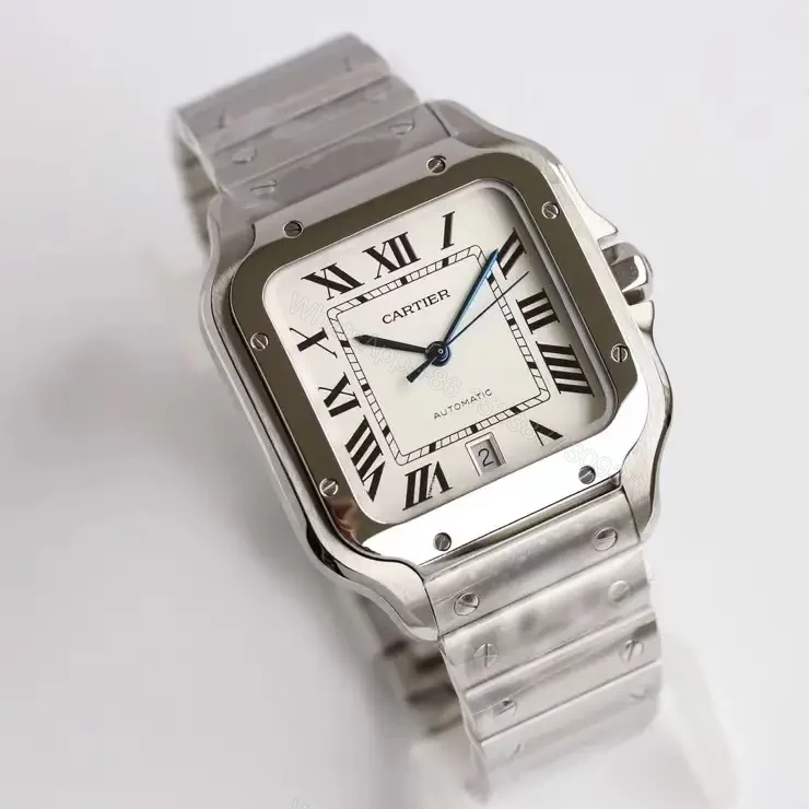 View 6 of Cartier super clone Santos White Dial Steel Bracelet Premium 40MM RG-CARTIER-SANTOS-WHT-STL-40