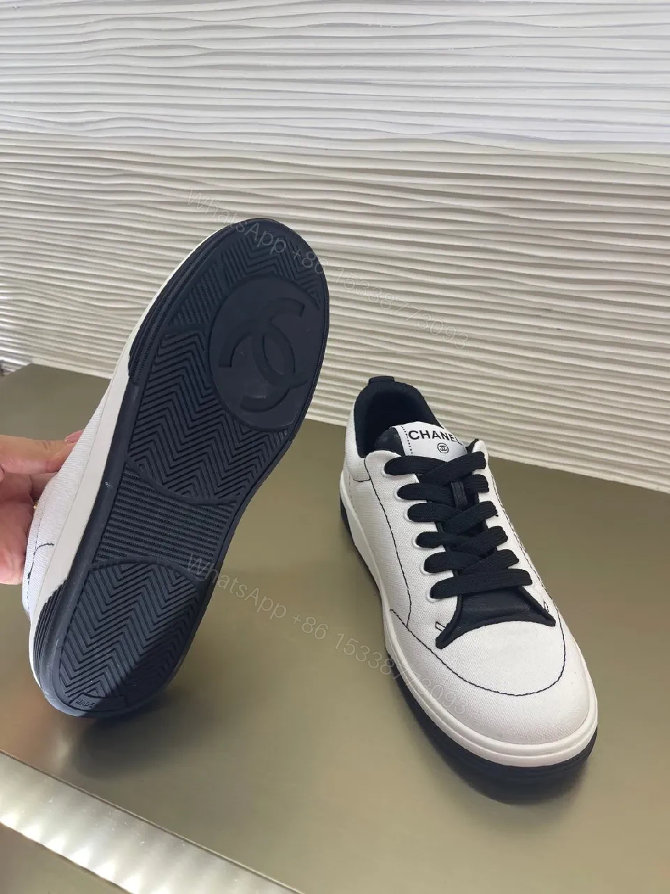 View 8 of Silver Leather Sneakers with Contrast Stitching, Modern Luxury, Everyday Comfort