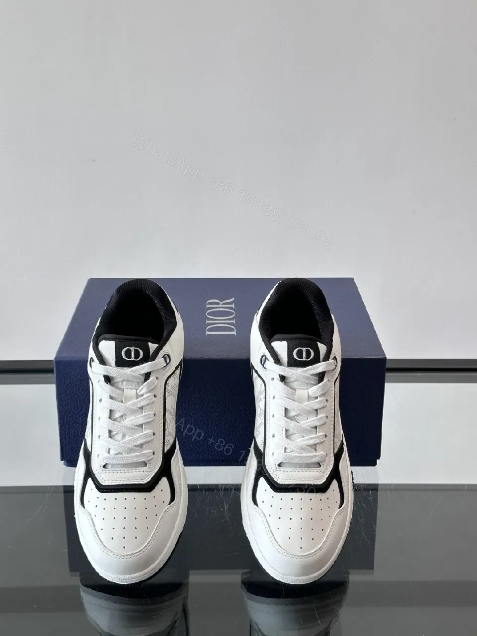View 6 of White-Black Leather Sneaker with Graphic Texture, Cushioned Comfort