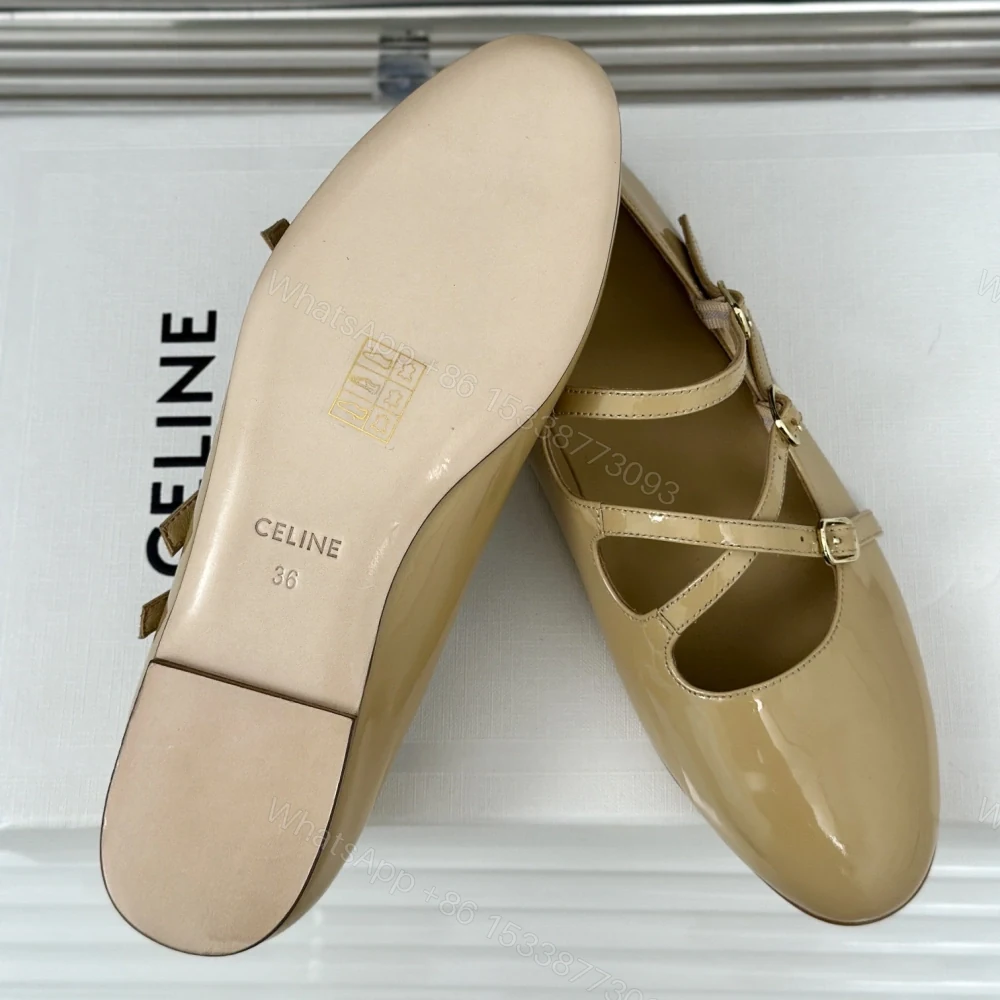 View 9 of 高仿Celine*360194584塔扣瑪麗珍單鞋小牛皮漆皮黃色免檢版
