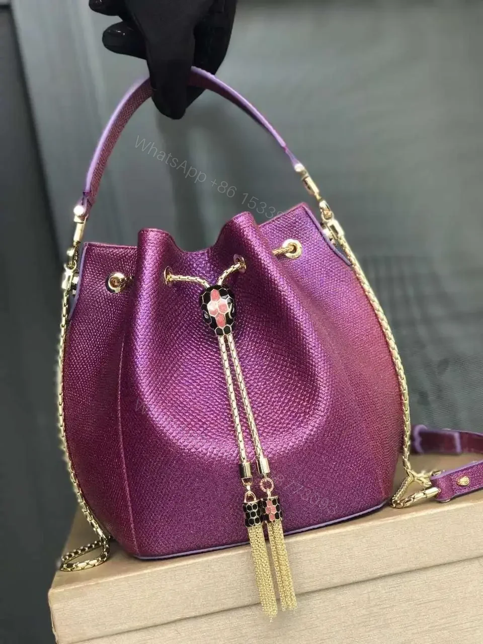 Design Serpenti Forever Bucket Bag 18cm in Karung Skin – Dubai Fashion LUX — view 1