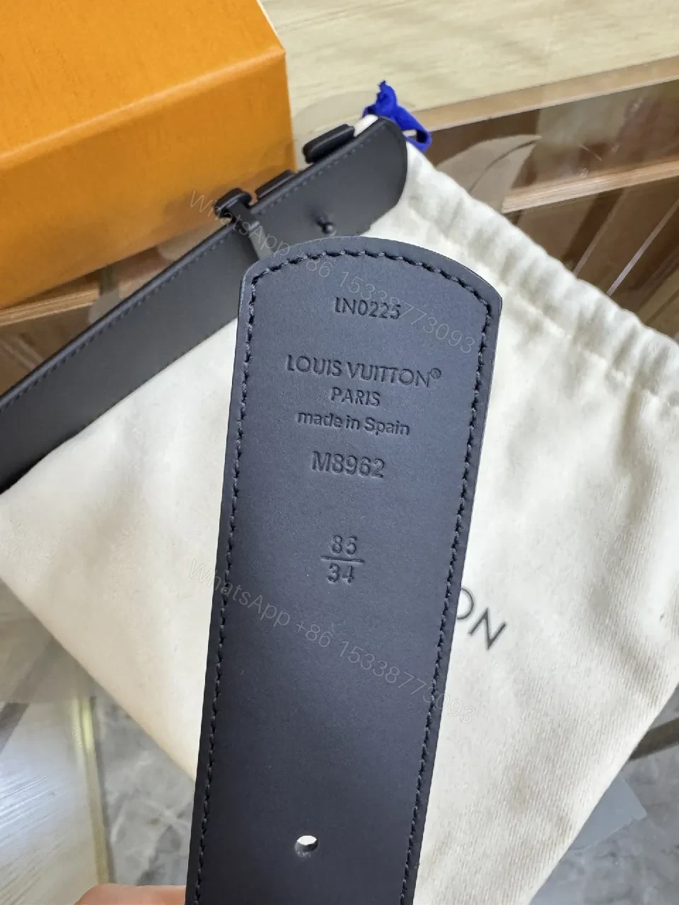 View 8 of Monogram Leather Belt with LV Closure — Modern Everyday Style