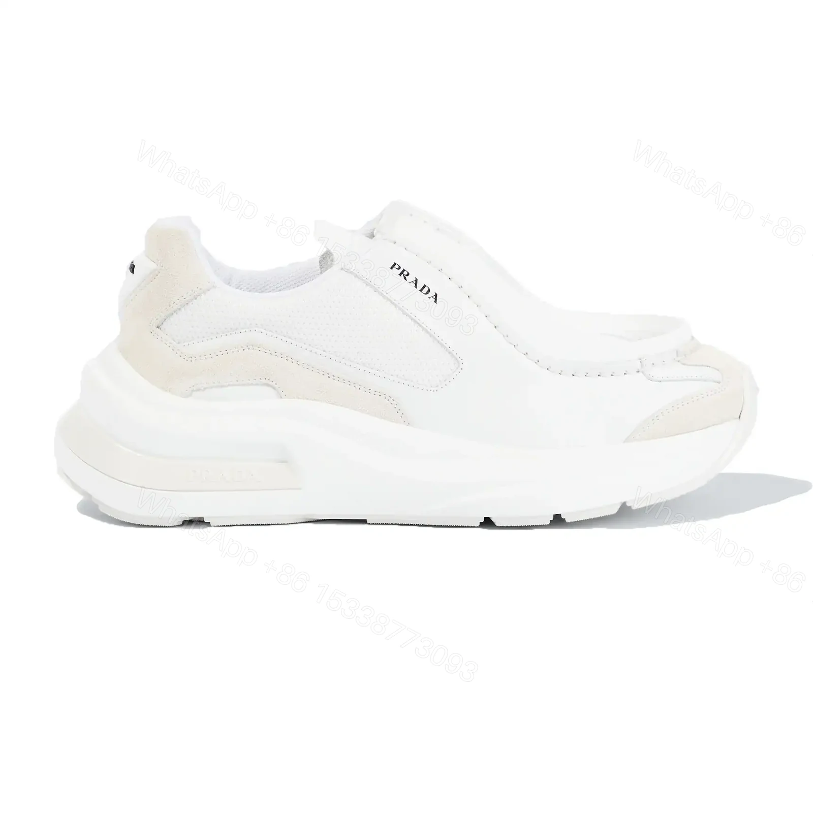 PRADA BRUSHED LEATHER SNEAKERS BIKE FABRIC SUEDE – PRD014 — view 1