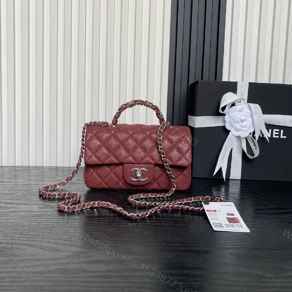 Rich Aged Red Quilted Crossbody — Pebble Leather, Luxe Chain — view 1