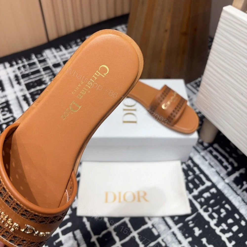 View 5 of 高仿Dior*D-Lane系列KCO157圓頭套腳一字拖鞋棕色免檢版
