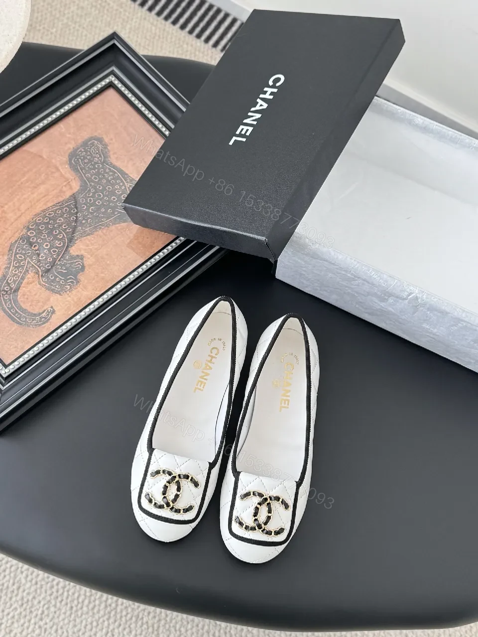 White Quilted Loafers with Logo - Cushioned Leather, Slip-On — view 1