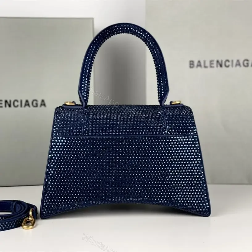 View 2 of 高仿Balenciaga*Hourglass系列沙漏包滿鑽深藍色S