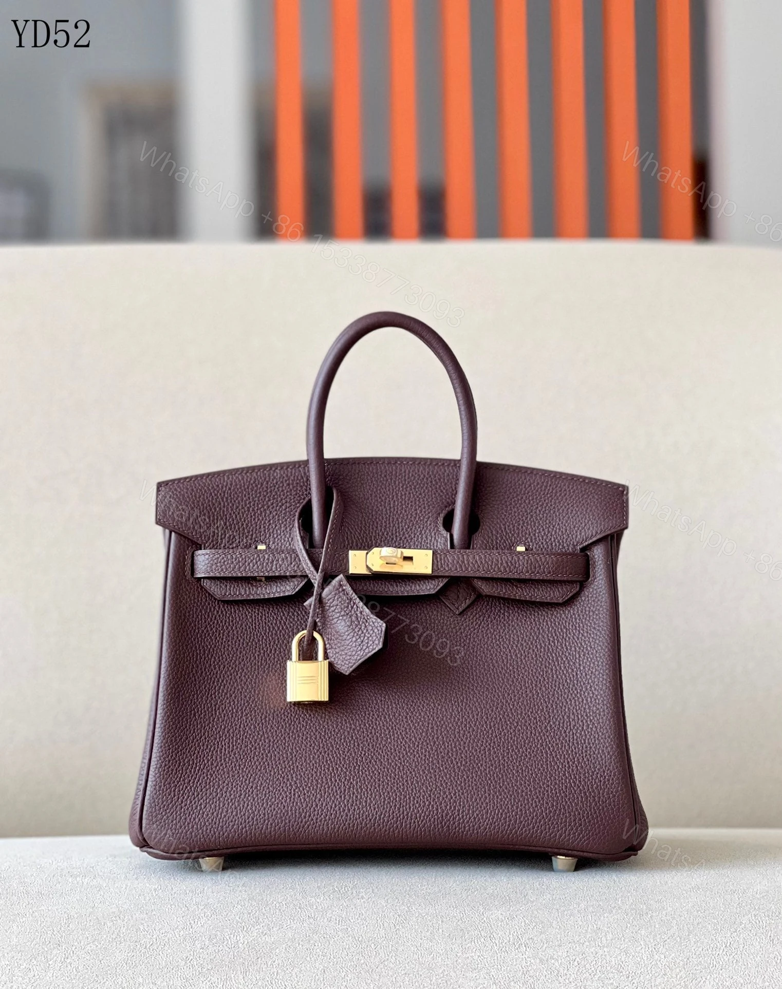 View 8 of H BIRKIN 25 TOGO CHOCOLATE GOLD HARDWARE 25CM