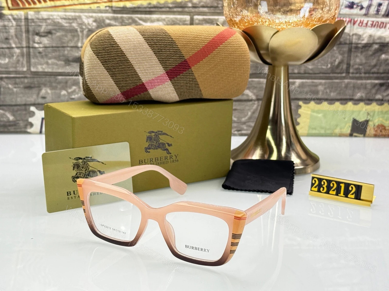 View 3 of Burberry Unisex Eyeglasses Black-Coffee-Dark-Gray-Pink Acetate