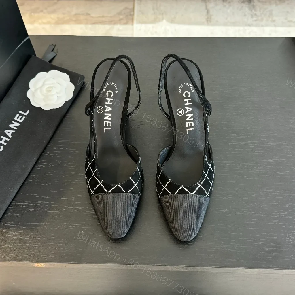 View 3 of Grid-Pattern Slingbacks: Modern Luxury, All-Day Comfort, Pointed Toe