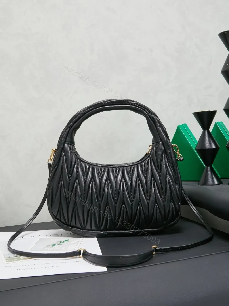 View 2 of Quilted Mini Bag: Gold-Tone Hardware, Leather, Chic Evening Luxury