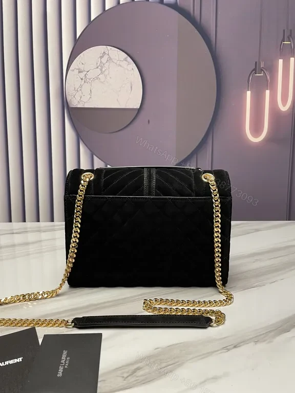 View 7 of Quilted Calfskin Bag with Gold YSL Emblem: Compact Luxury