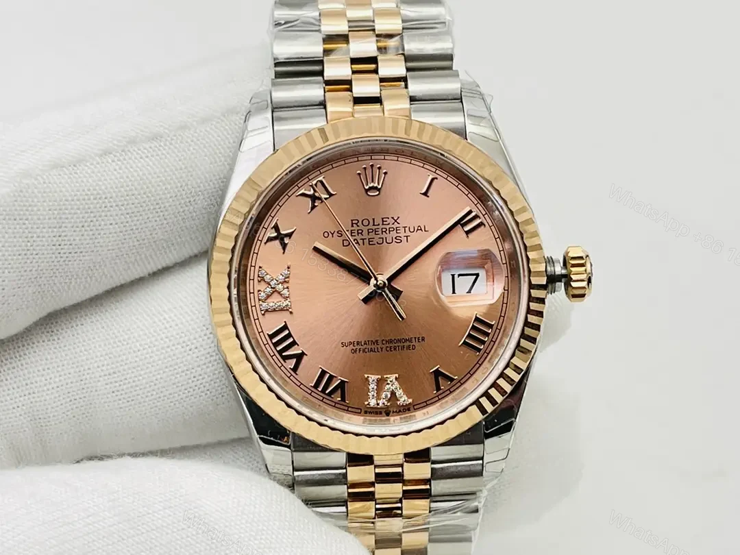 Rolex Datejust 36 Stainless Stainless Steel – Everose – Fluted Rose Roman Diamond Jubilee 126231-0049 — view 1