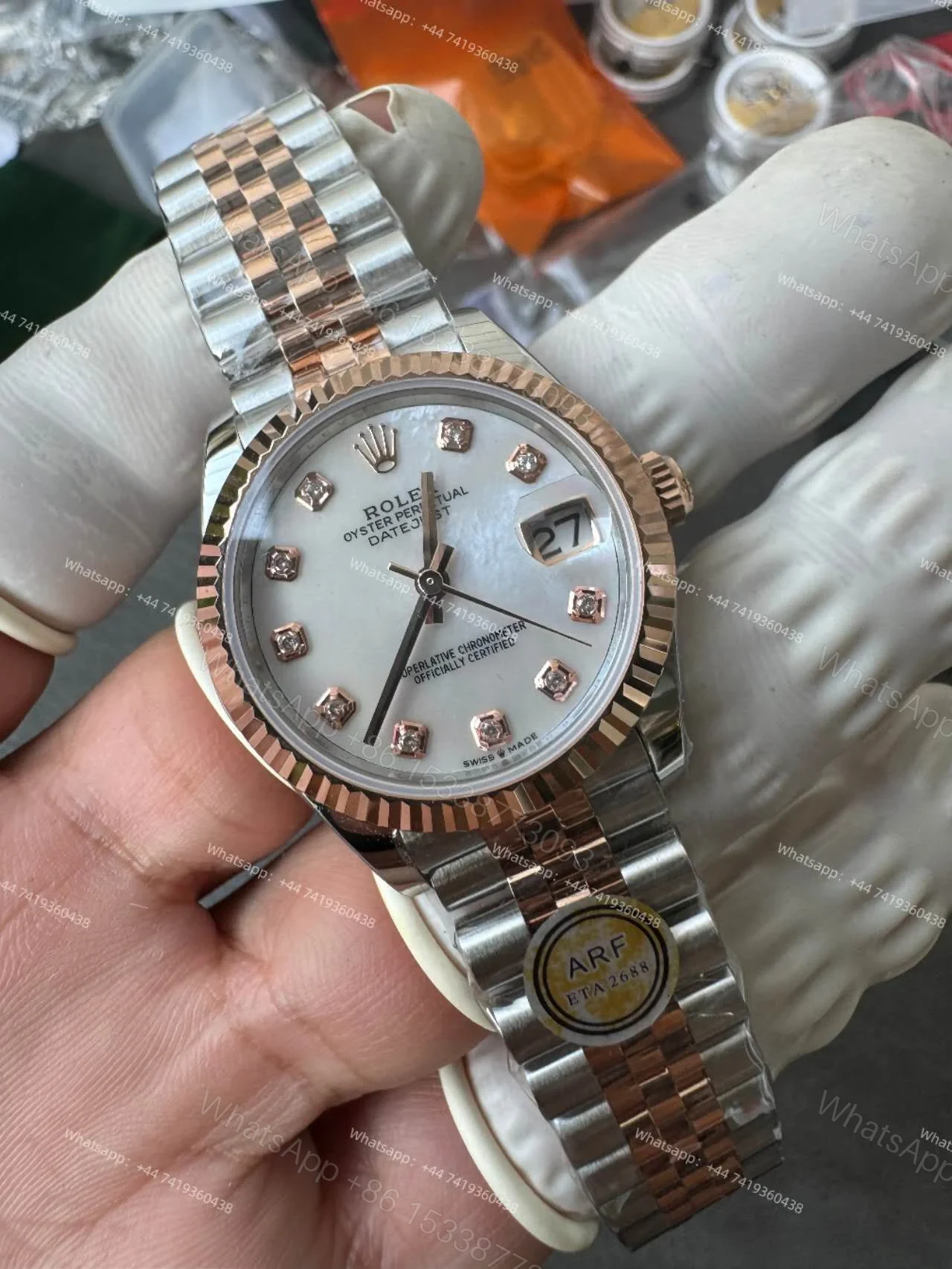 View 5 of Rolex Datejust M278271-0026 1:1 Replica Rose Gold Mother of Pearl Dial Jubilee 31MM 2236 Movement Super Clone Watch