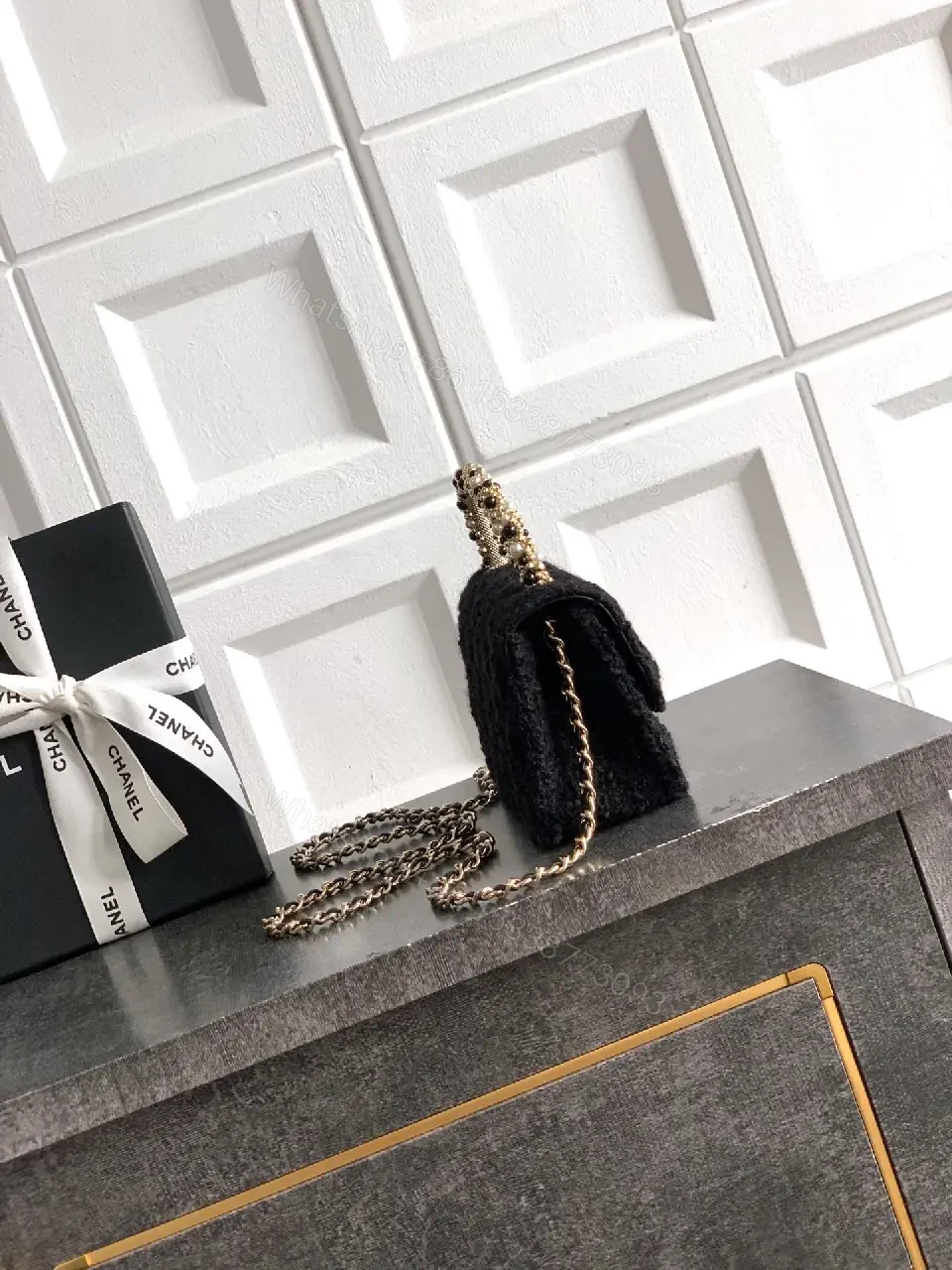 View 9 of Black Fabric Quilted Mini Tote: Sophisticated, Versatile Carryall