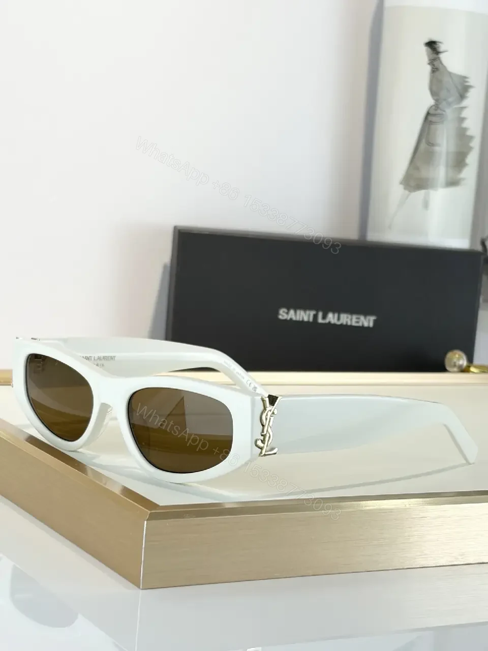 View 3 of Bold Black Sunglasses with Luxe Chain Detail