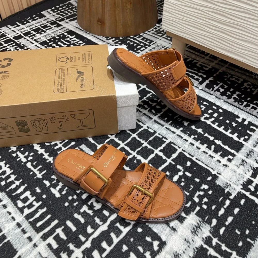 View 5 of 高仿Dior*D-Avenue系列KCO197圓頭塔扣一字拖鞋棕色免檢版