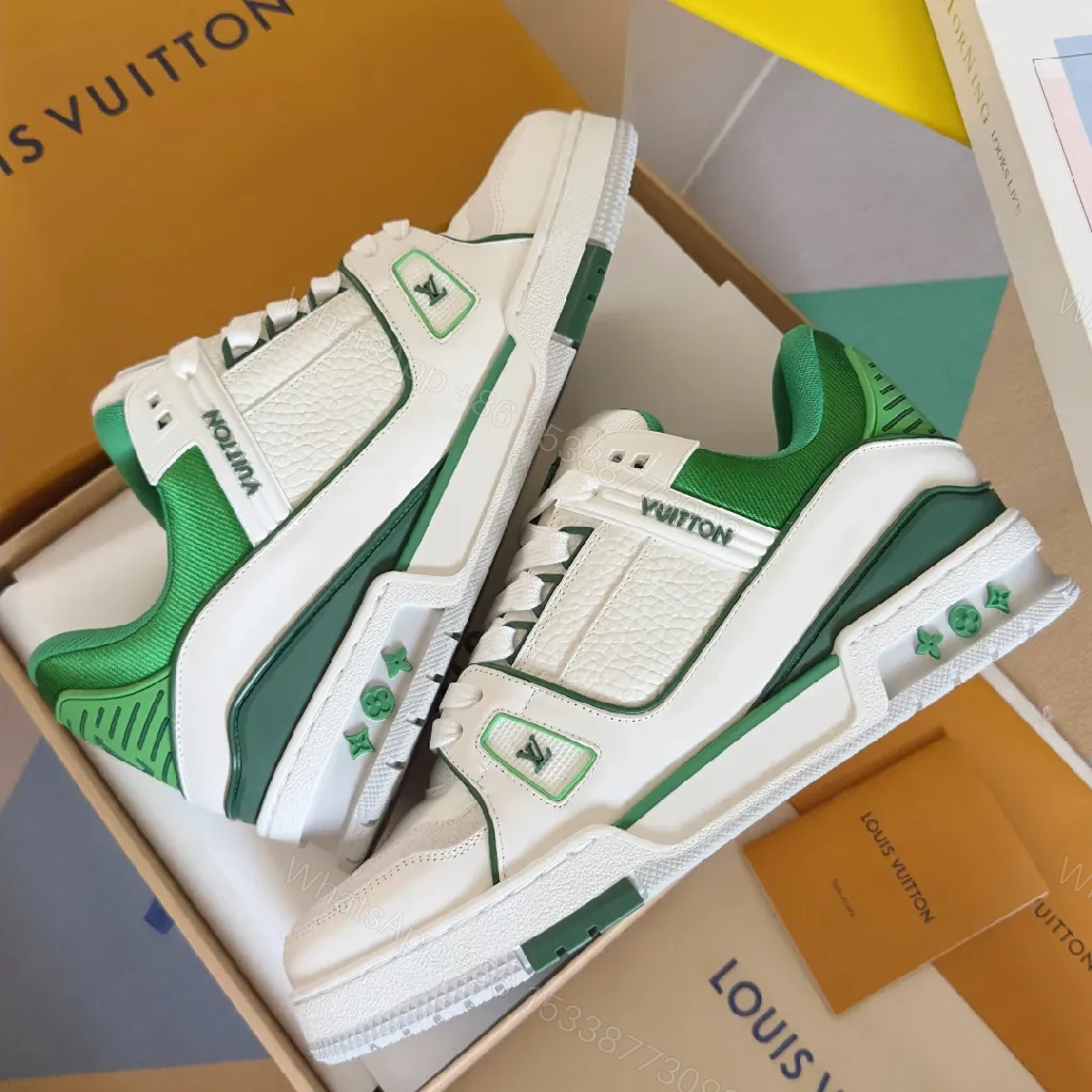 View 4 of Green Leather High-Top Sneakers with Luxury Styling