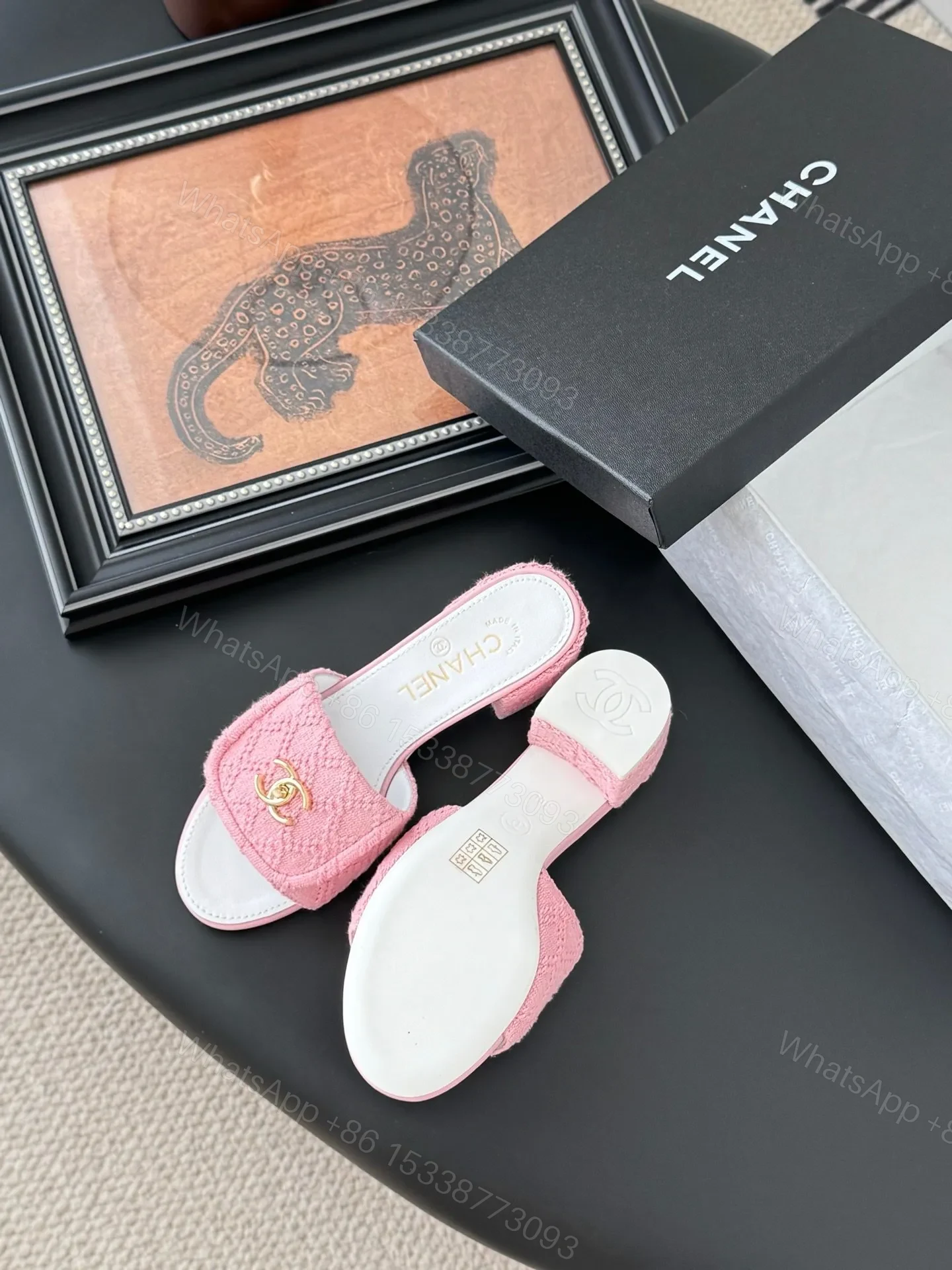 View 5 of Chanel Women Pink Tweed Slides