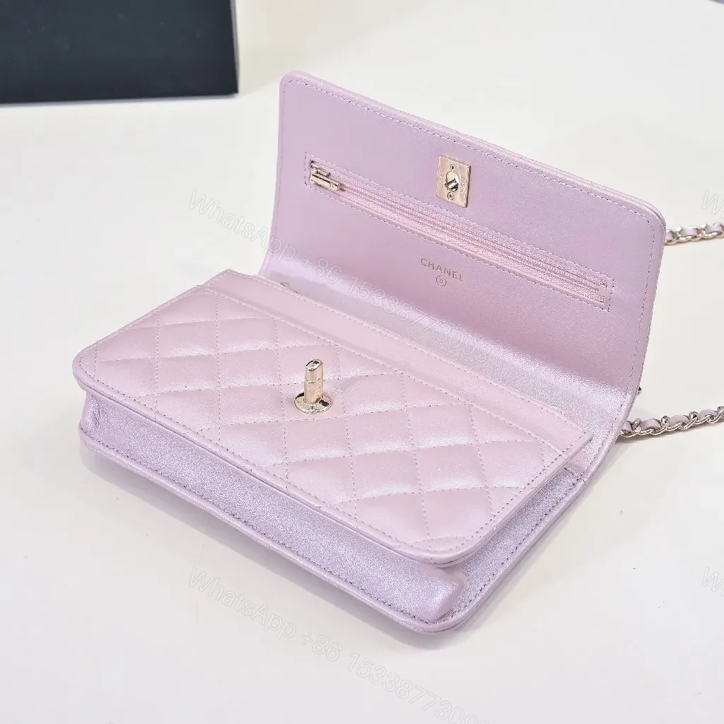 View 9 of Pink Quilted Mini Bag with Chain Strap - Lux