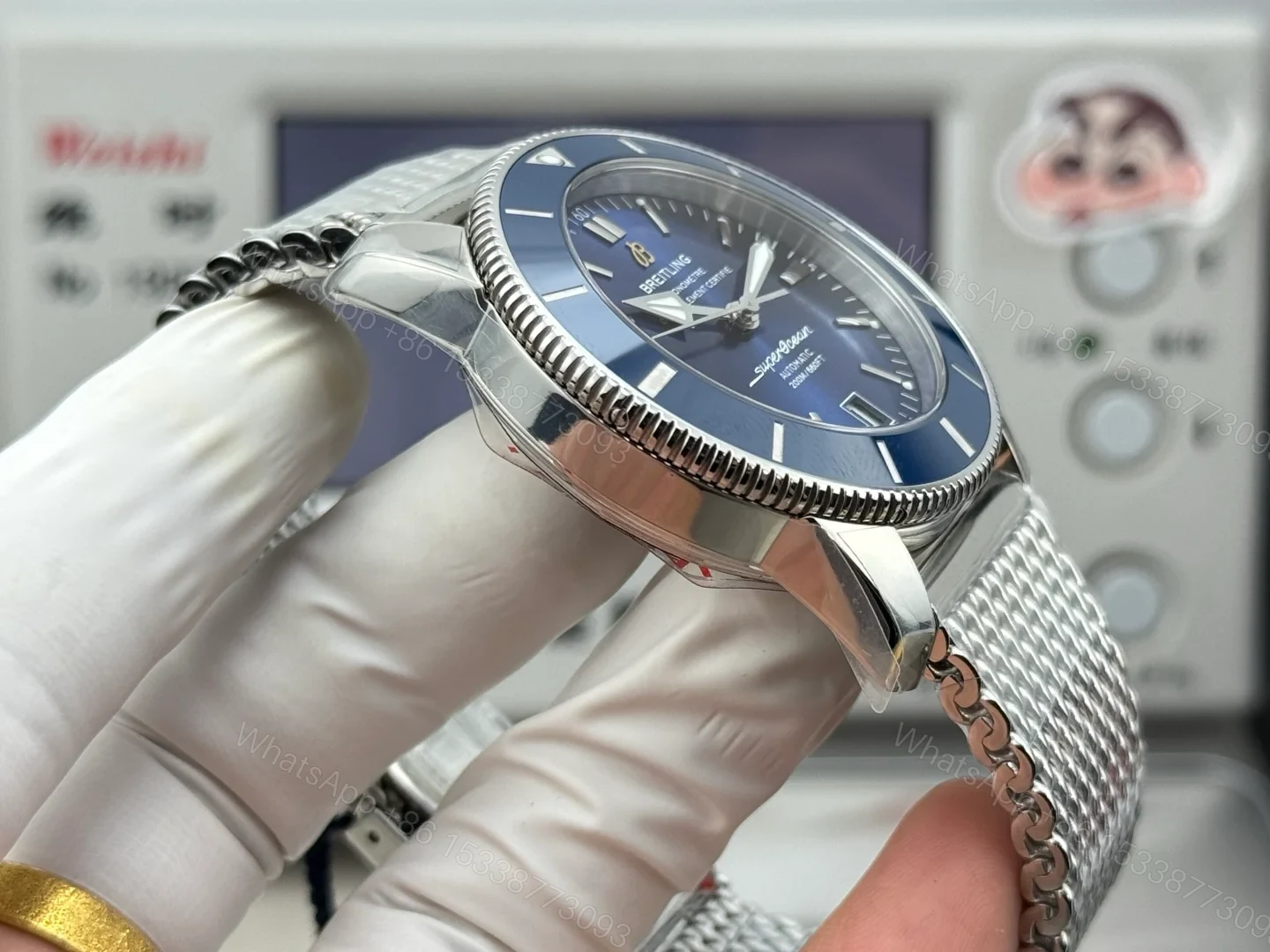 View 6 of Breitling Superocean Heritage ’57 Stainless Steel Blue Dial Mesh A10370161C1A1