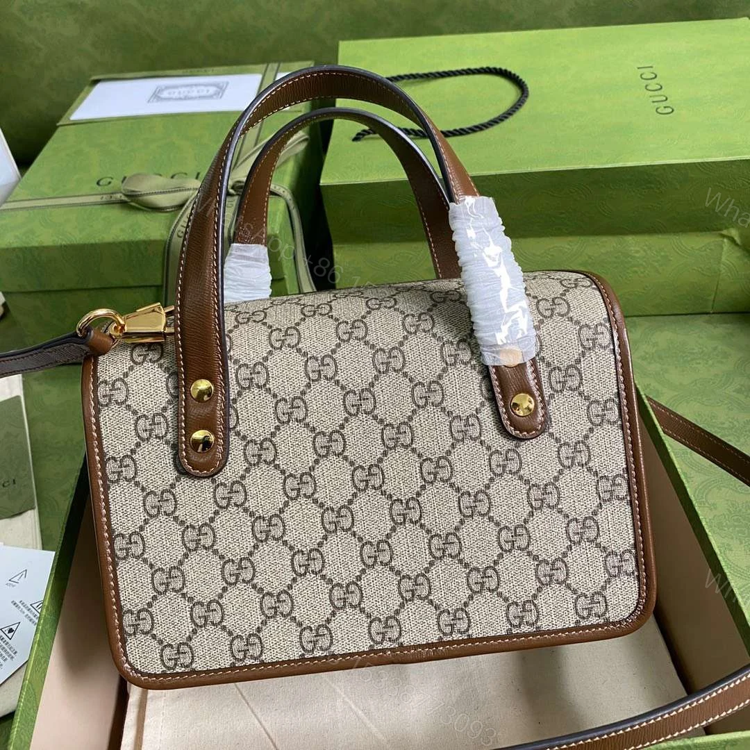 View 2 of Gucci 1955 Luxury Women’s Handbag with Brown Handle 23x16x12cm