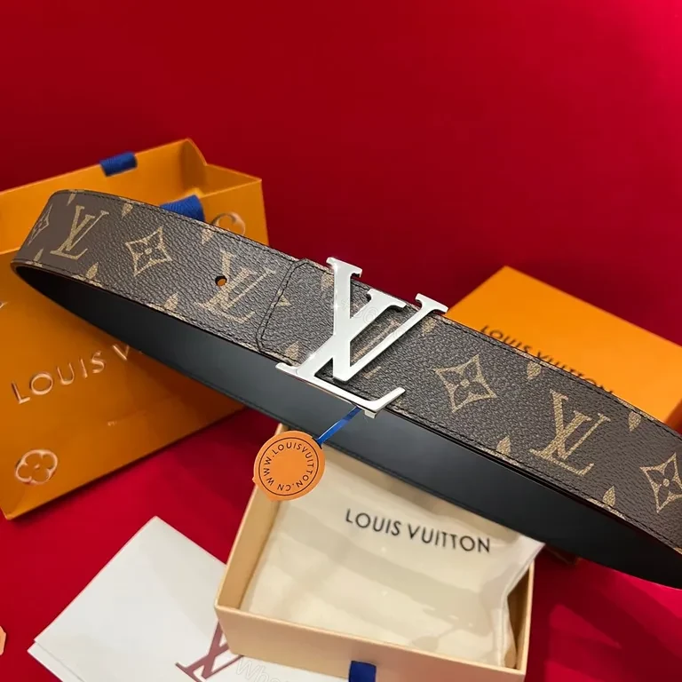 Lux LV Monogram Belt: Signature Silver Buckle, Premium Canvas — view 1