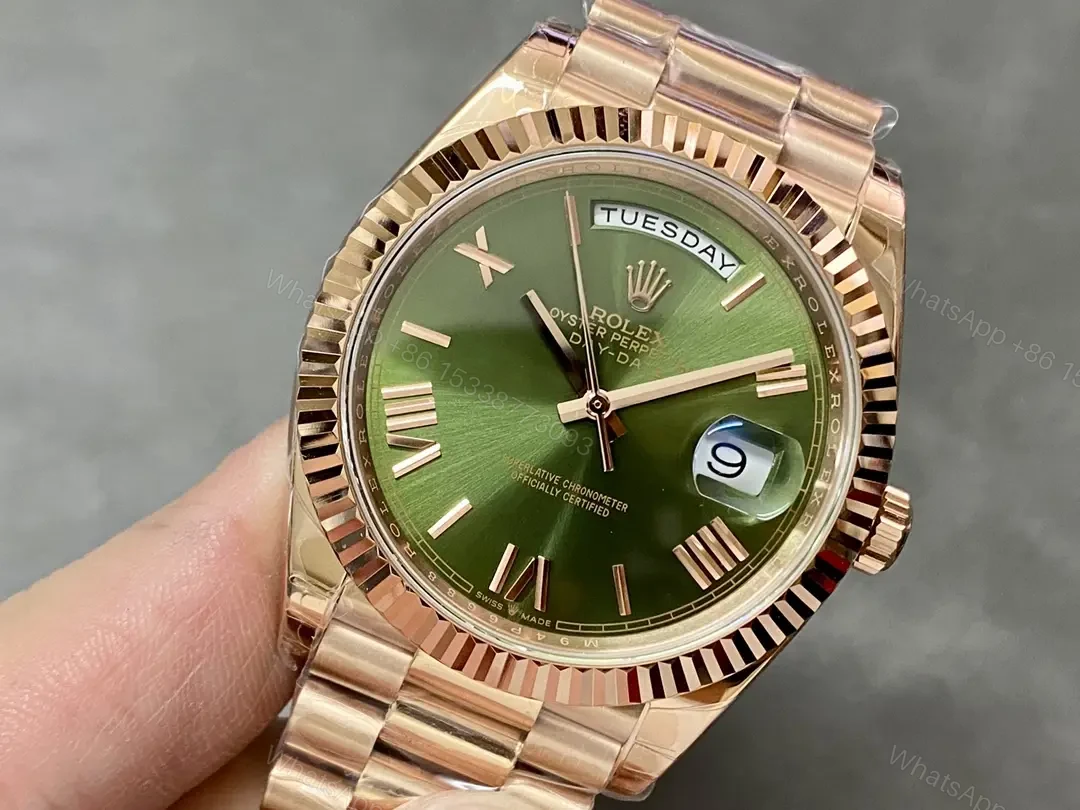 View 3 of Rolex Day-Date 40 Yellow Gold Fluted Green Ombré Dial Watch 228238-0069