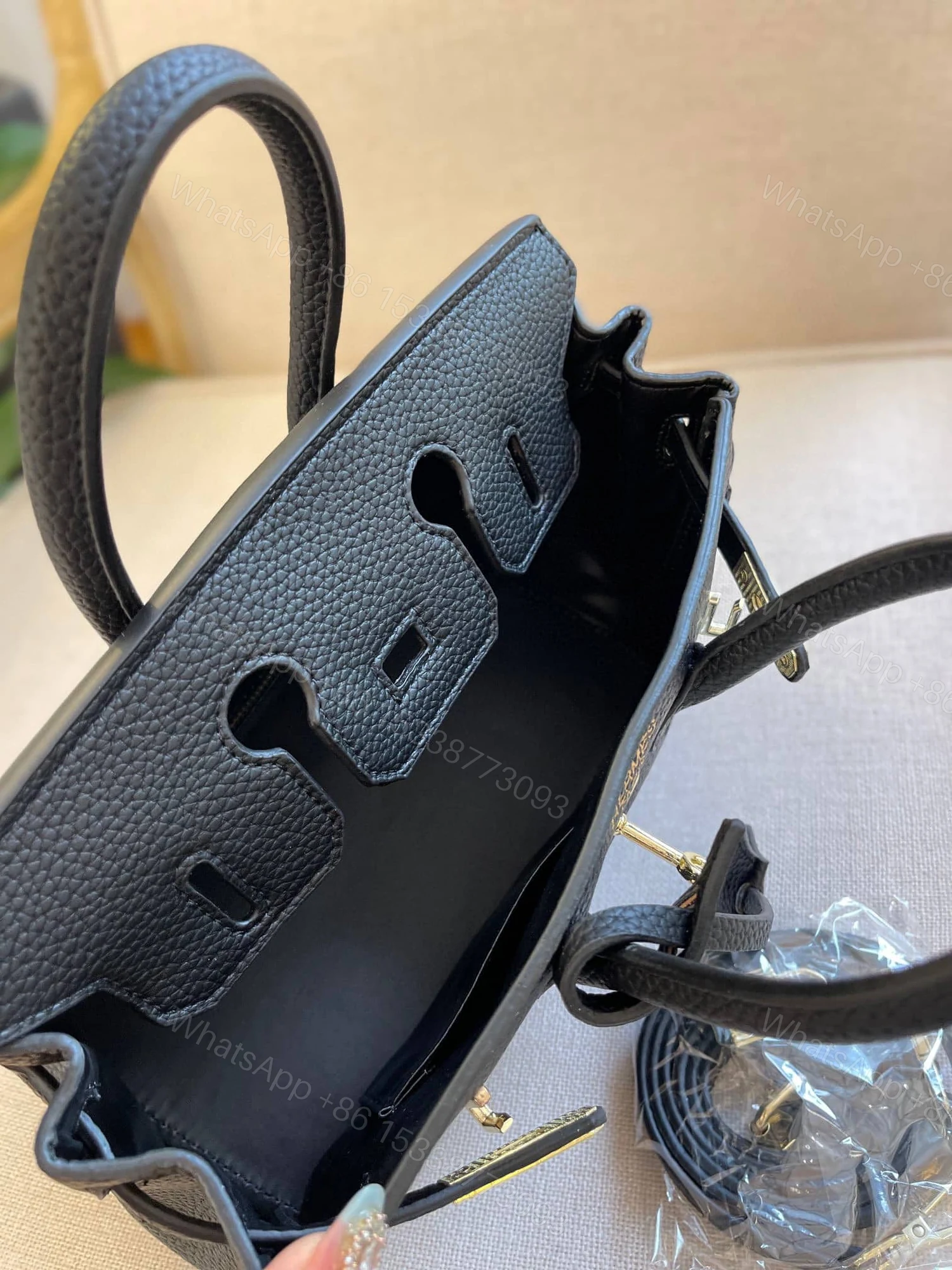 View 7 of HERMES BIRKIN 35 TOGO GOLD HARDWARE BLACK 35CM