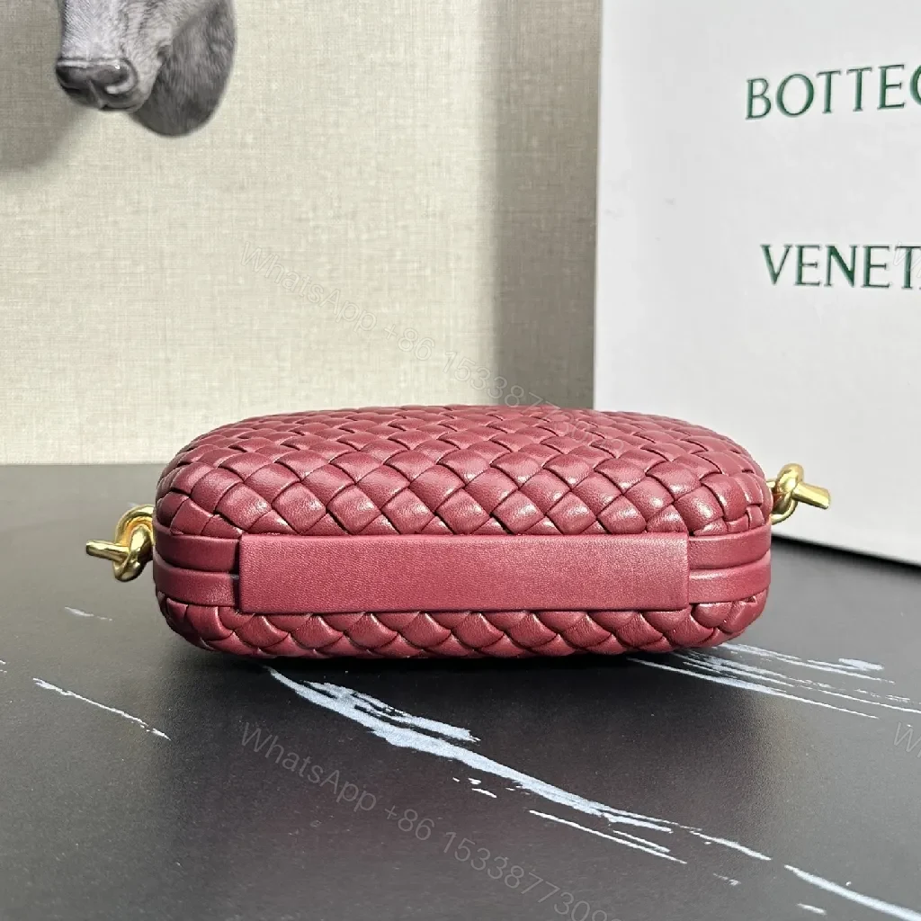 View 5 of Richly Textured Burgundy Crossbody Bag – Woven Leather, Compact Style