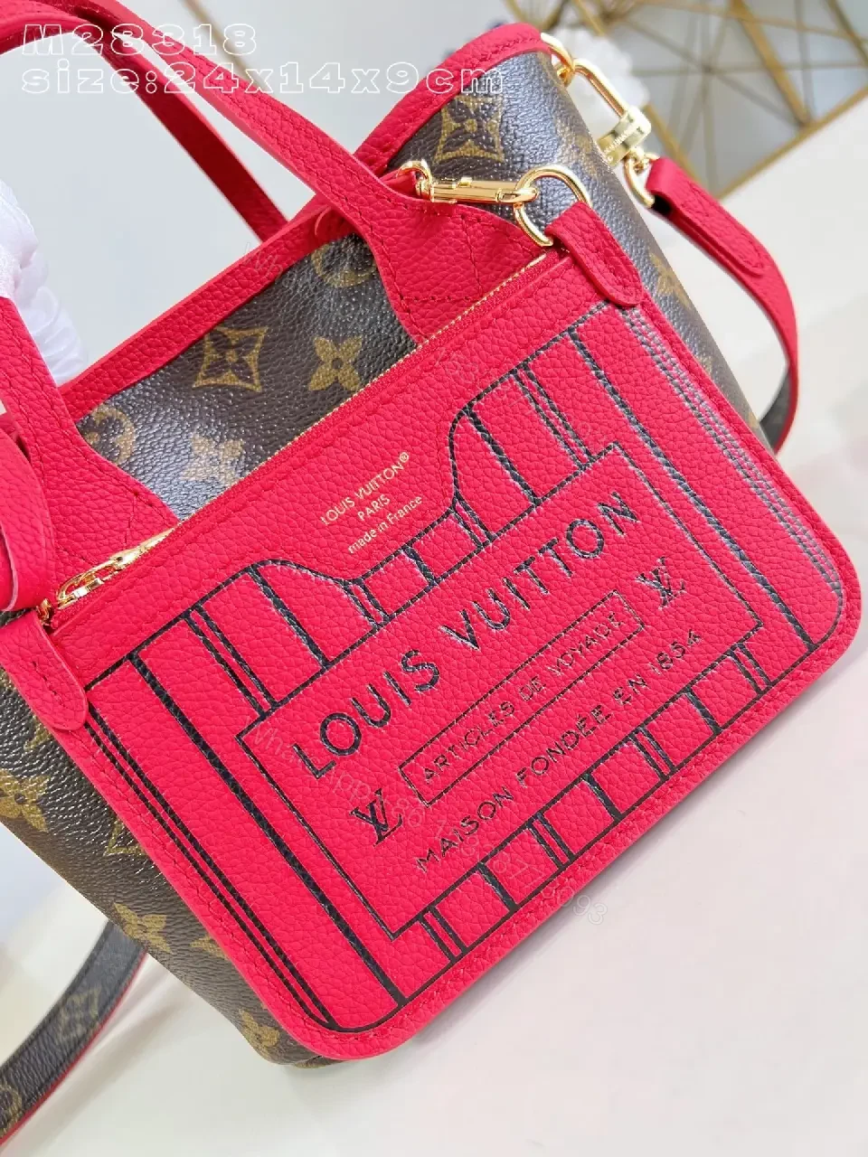 View 7 of Lux Monogram Crossbody with Pink Accent