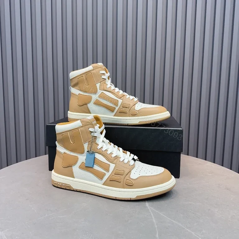 View 5 of Neutral Tan & Off-White High-Top Sneaker: Luxury Comfort