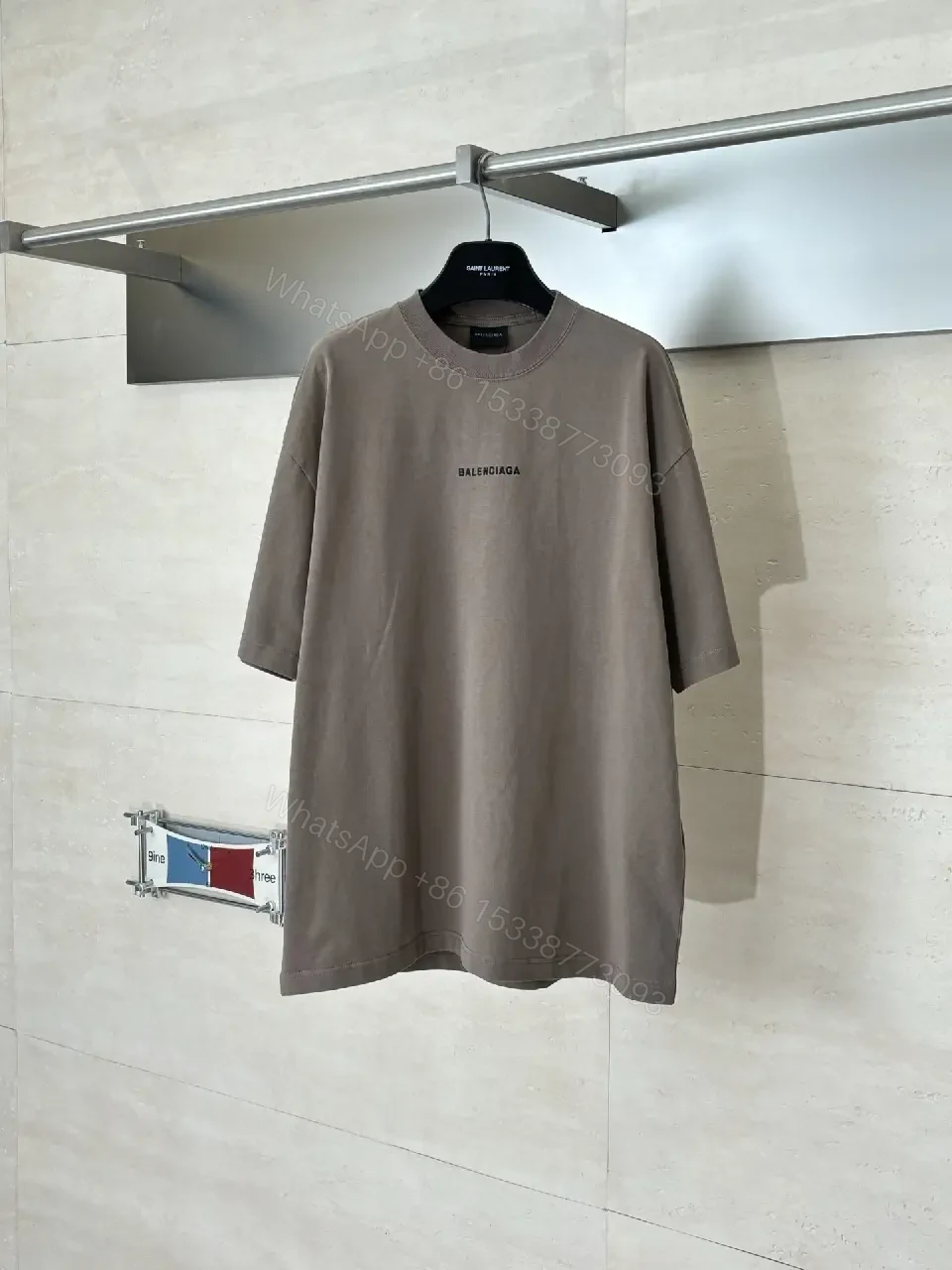 Taupe Cotton Tee-Dress: Relaxed, Minimal, Designer-Inspired — view 1