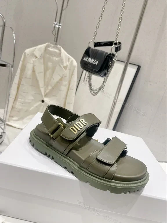 View 2 of Olive Strappy Sandals with Gold-Dior Hardware â€“ Luxe Comfort