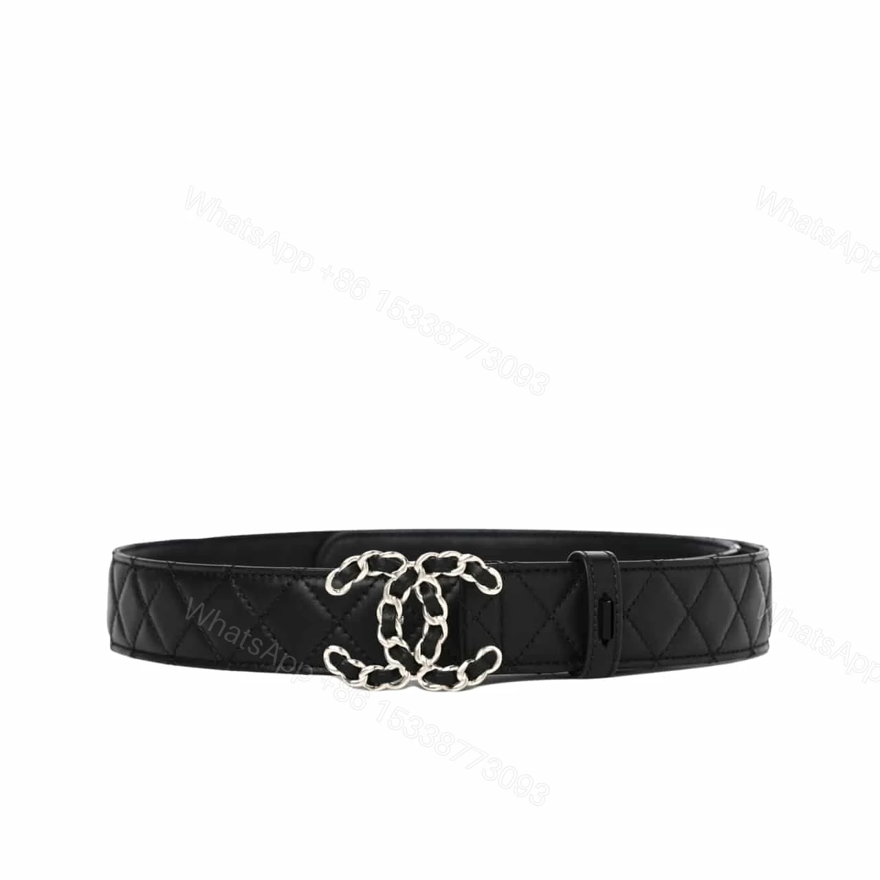 CHANEL CC BELT SILVER CHAIN AND BLACK 28MM — view 1