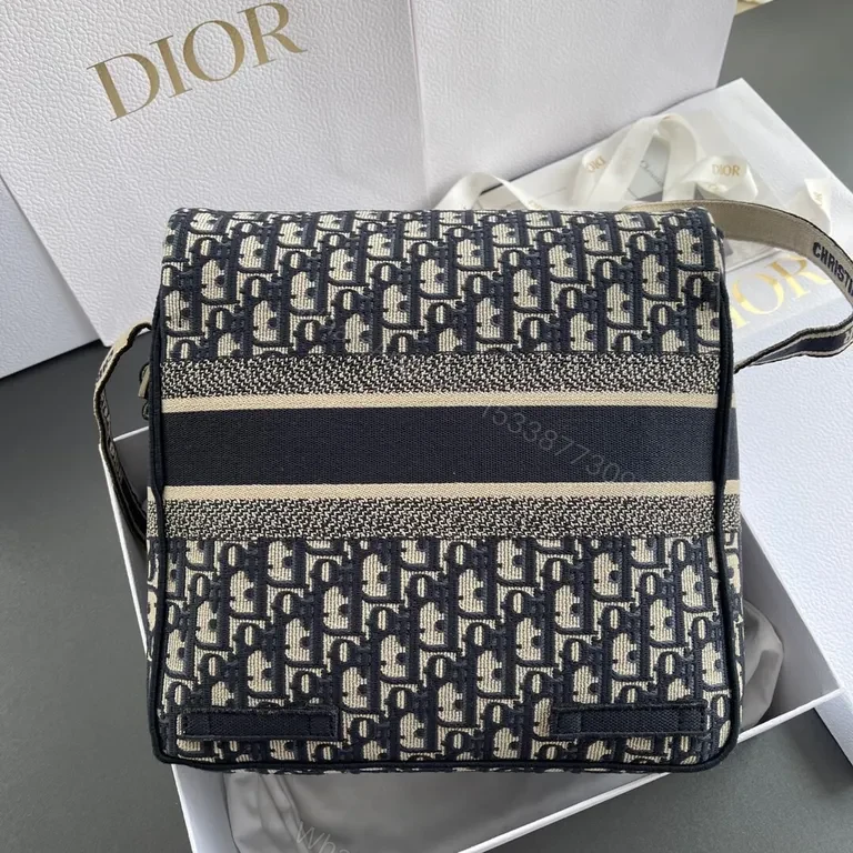 View 3 of Navy Cream Monogram Messenger: Dior-Inspired Luxury Crossbody
