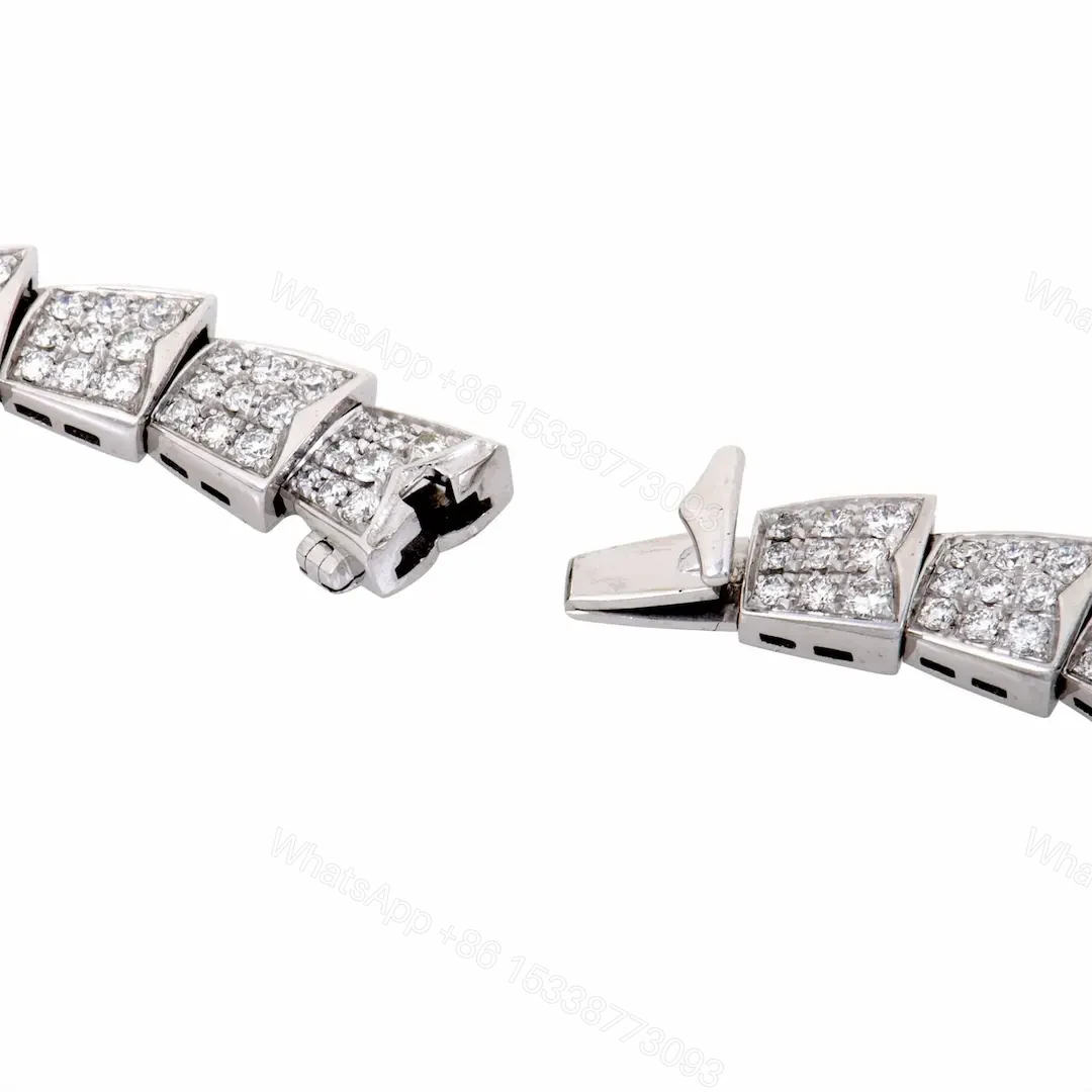 View 4 of 18k White Gold Bulgari Serpenti Full Pave Diamonds Necklace